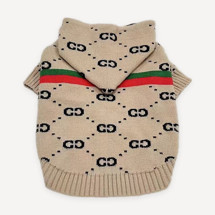 Web Stripe Monogram Knit dog hoodie inspired by Gucci