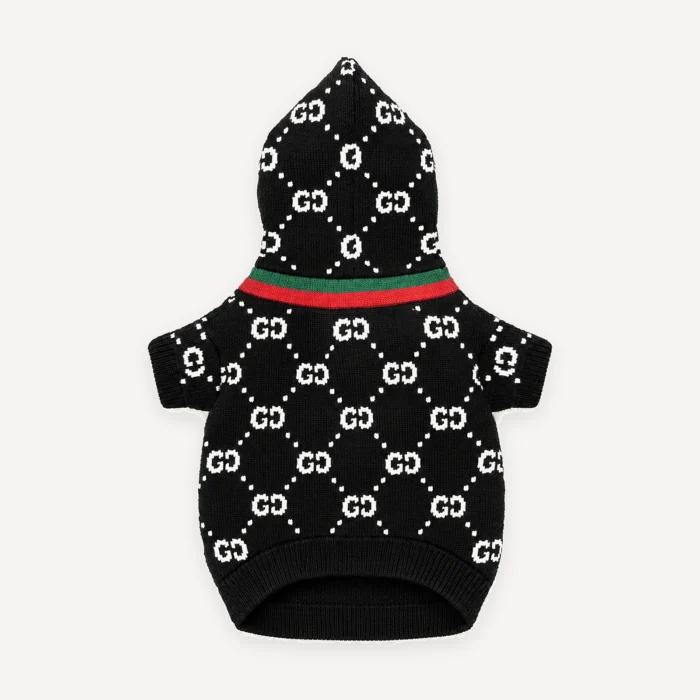 Web Stripe Monogram Knit dog hoodie inspired by Gucci view 3