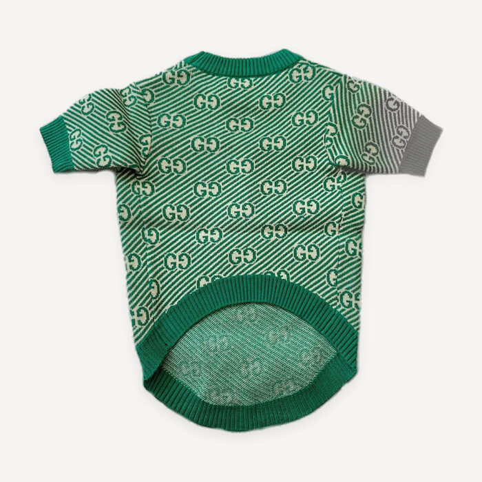 Green Monogram Knit dog sweater inspired by Gucci view 2