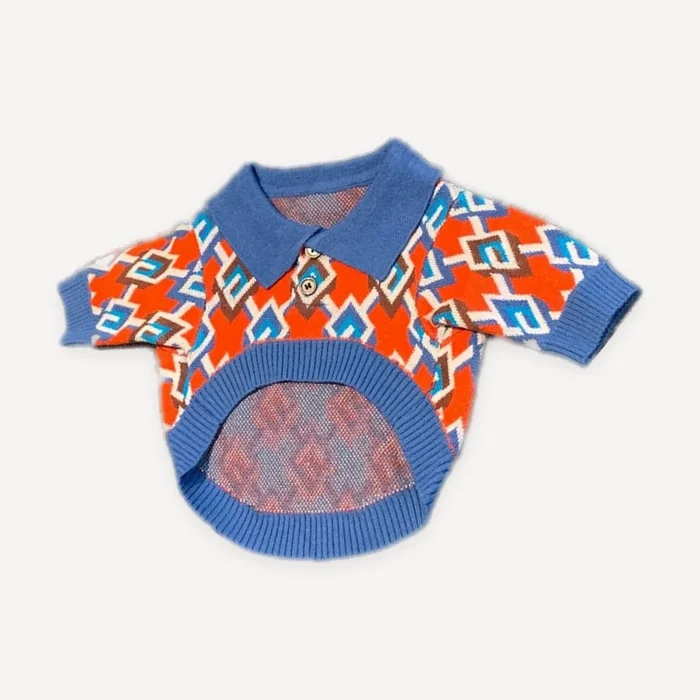 Geometric Print Knit dog polo view 2