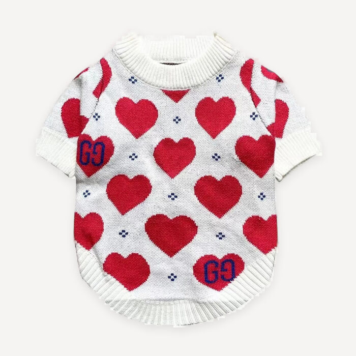 Heart Monogram Knit dog sweater inspired by Gucci