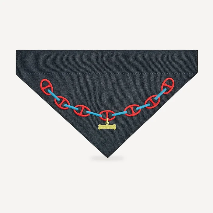 Navy Chain Print dog bandana
