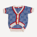 Blue Monogram dog cardigan inspired by Gucci
