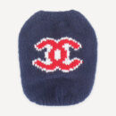 Navy Fluffy Logo dog sweater inspired by Chanel