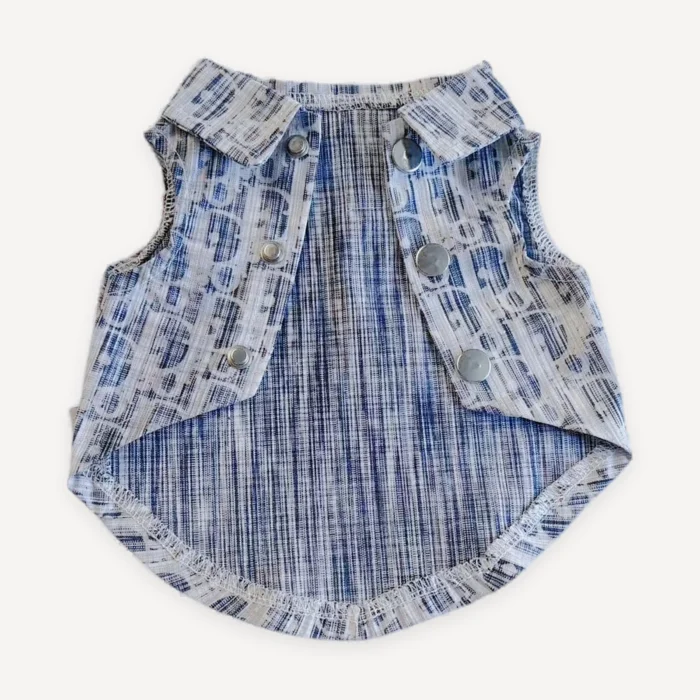 Denim Monogram dog jumpsuit inspired by Louis Vuitton view 2