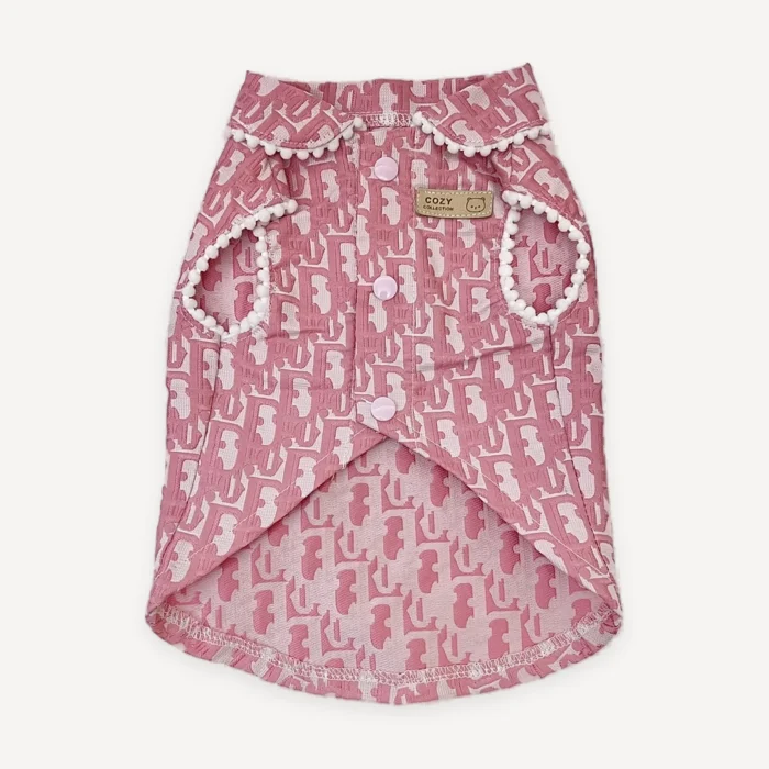 Pink Boucle dog jacket inspired by Chanel view 2