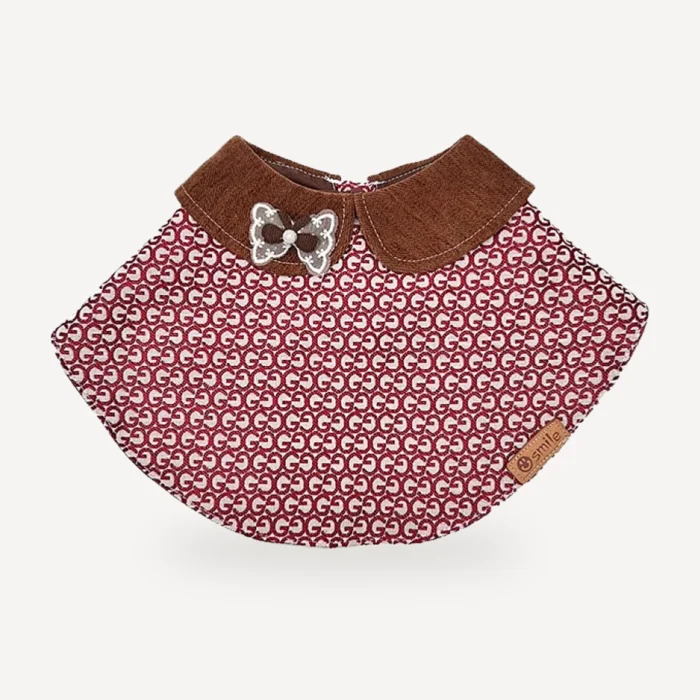 Burgundy Bow Velvet Let dog cape view 2