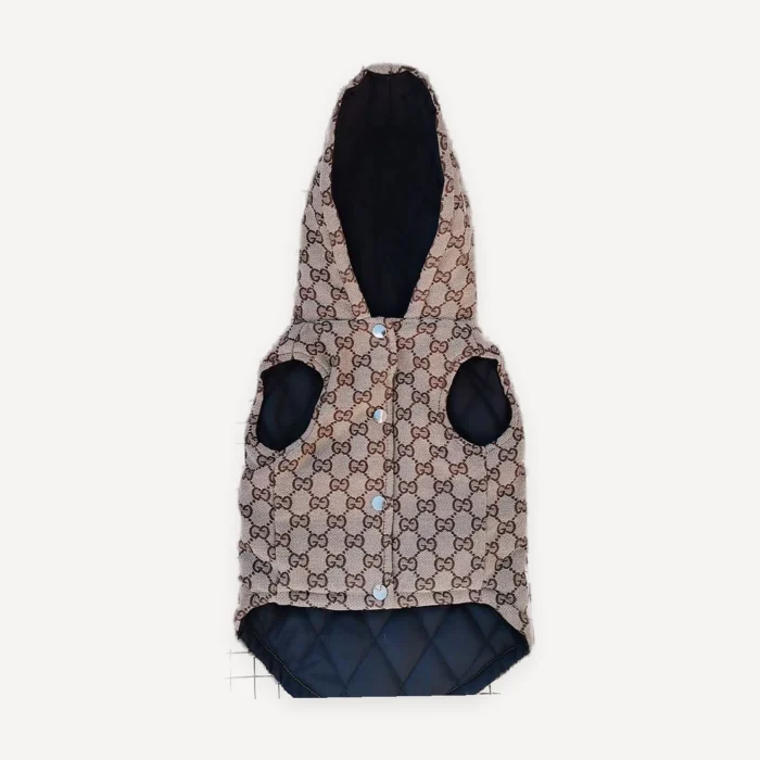 Quilted Hooded With Rainbow Hood Trim dog jacket view 4