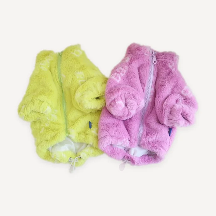 Neon Plush Fleece dog jumpsuit inspired by Fendi view 3
