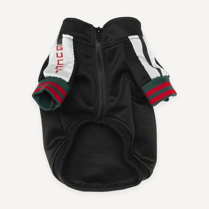 Web Stripe Zip Track dog jacket inspired by Gucci view 3