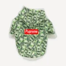 Money Print dog hoodie inspired by Supreme view 3