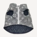 Denim Blue Monogram Hooded dog jacket inspired by Louis Vuitton view 2