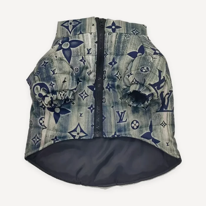 Tonal Monogram Denim dog jacket inspired by Louis Vuitton view 3