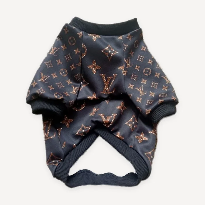 Monogram Print dog sweatshirt inspired by Louis Vuitton view 3