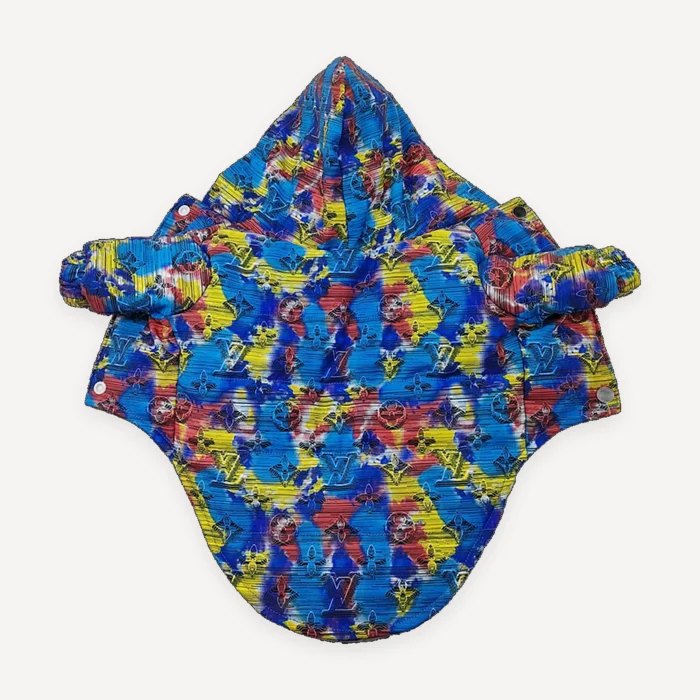 Abstract Print dog puffer inspired by Louis Vuitton view 6