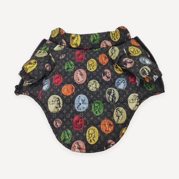 Circle Motif Quilted dog jacket inspired by Louis Vuitton view 6
