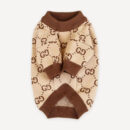 Tan Monogram Knit dog sweater inspired by Gucci