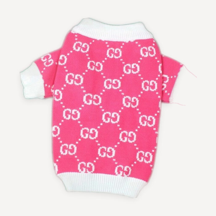 Hot Pink Monogram Knit dog sweater inspired by Gucci