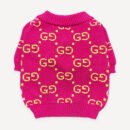 Pink Monogram Knit dog sweater inspired by Gucci