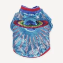 Iridescent Blue Quilted dog jacket view 2