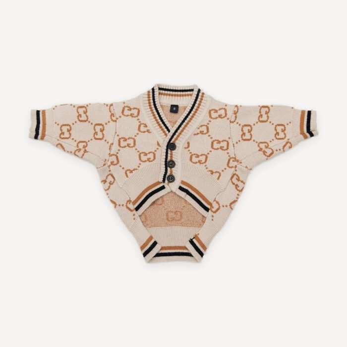 Monogram Button dog cardigan inspired by Gucci view 2