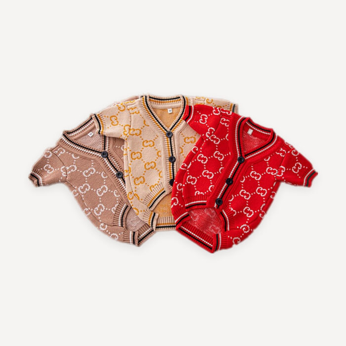 Monogram Button dog cardigan inspired by Gucci
