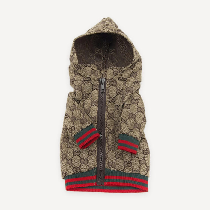 Contrast Hood Navy dog jacket inspired by Gucci view 5