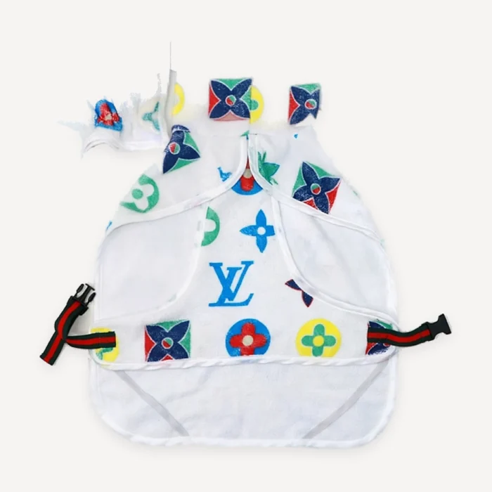 Multicolor Monogram dog cape inspired by Louis Vuitton view 3