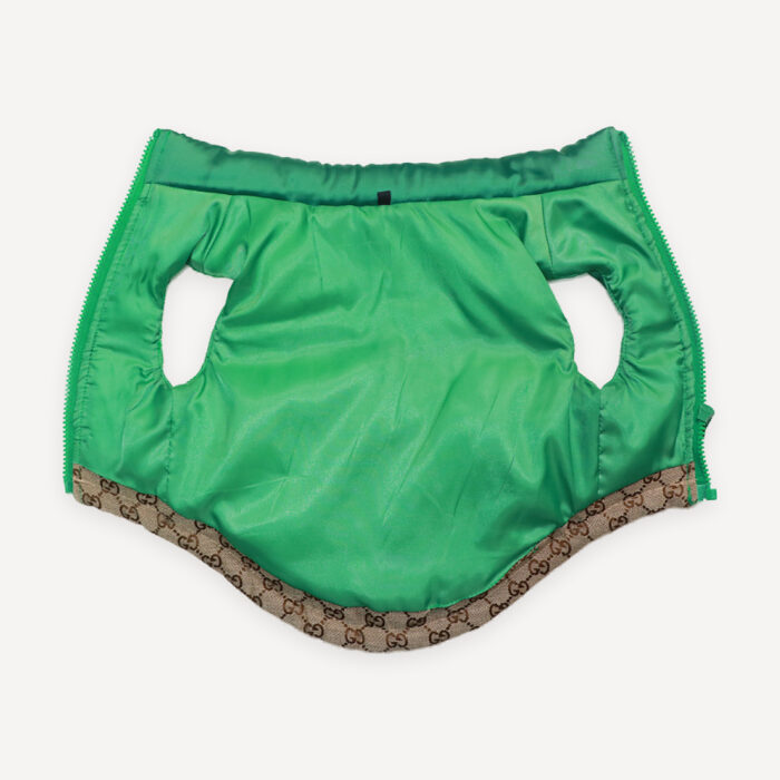 Green Panel Padded dog vest inspired by Gucci view 3