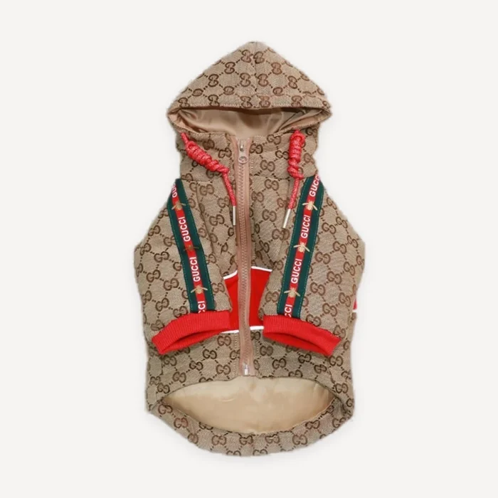 Web Stripe Monogram dog hoodie inspired by Gucci view 2