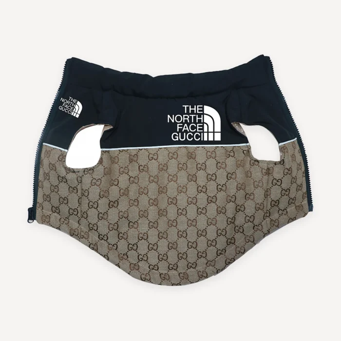 X Pawcci Monogram Puffer dog vest inspired by The North Face view 4