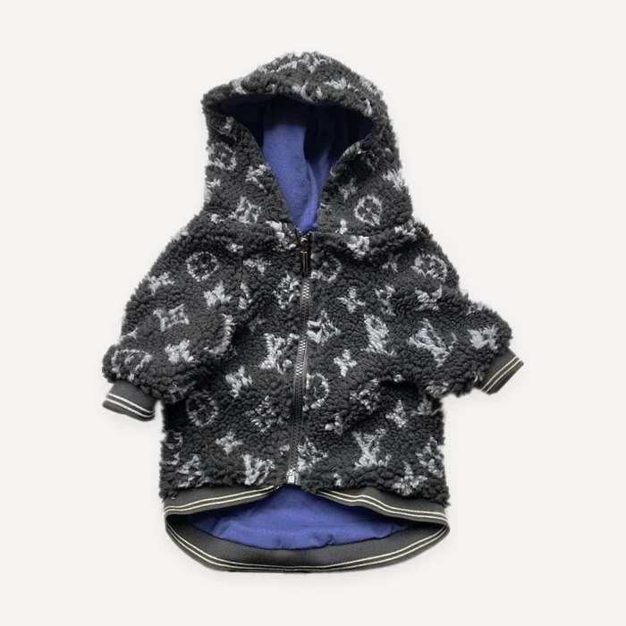 Monogram Quilted Hooded dog jacket inspired by Louis Vuitton view 3