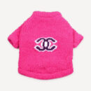 Pink Fluffy Logo dog sweater inspired by Chanel