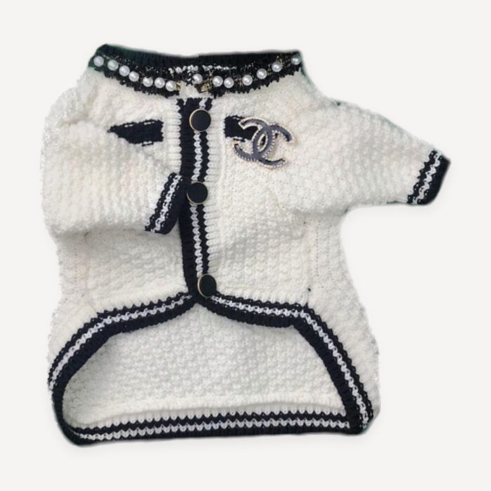 Braid Trim Knit dog cardigan inspired by Chanel view 2
