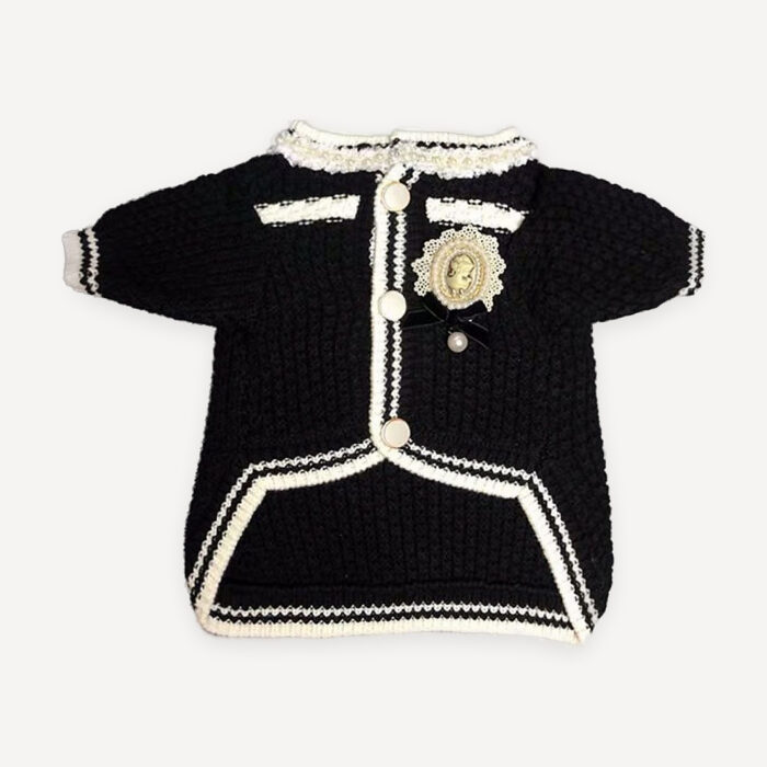 Braid Trim Knit dog cardigan inspired by Chanel