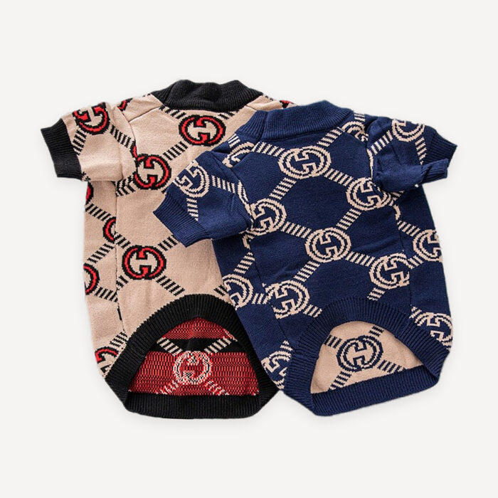 Monogram Contrast Back dog sweater inspired by Gucci