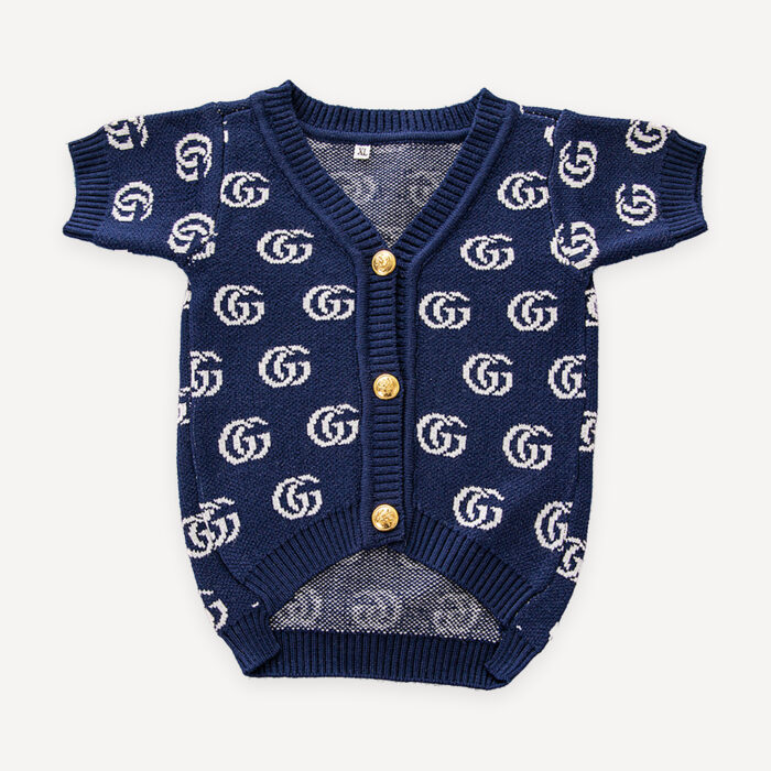 Brown Monogram dog cardigan inspired by Gucci view 2