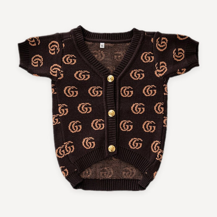 Brown Monogram dog cardigan inspired by Gucci