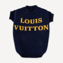 Gold Lettering Knit dog vest inspired by Louis Vuitton
