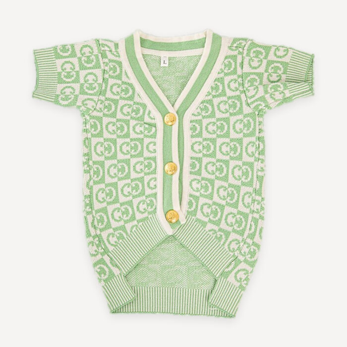 Mint Monogram dog cardigan inspired by Gucci