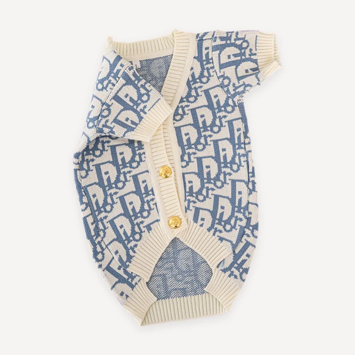 Two-Tone Monogram dog cardigan inspired by Gucci view 2