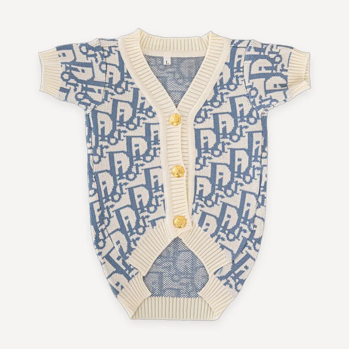 Two-Tone Monogram dog cardigan inspired by Gucci view 3