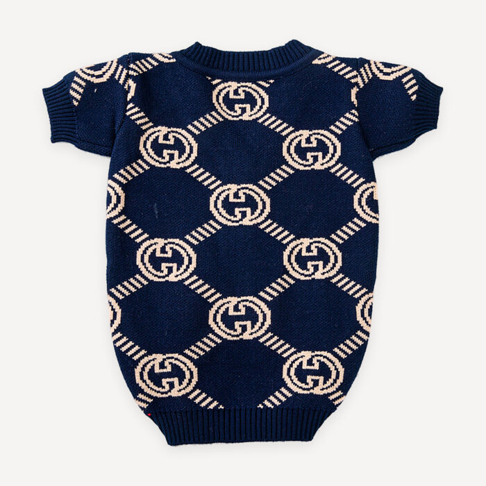 Navy Monogram Knit dog sweater inspired by Gucci