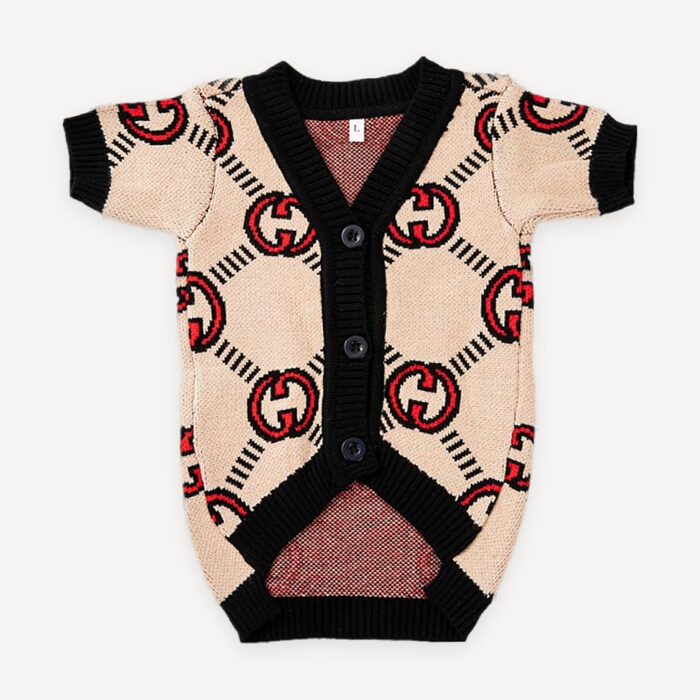 Monogram Knit dog cardigan inspired by Gucci
