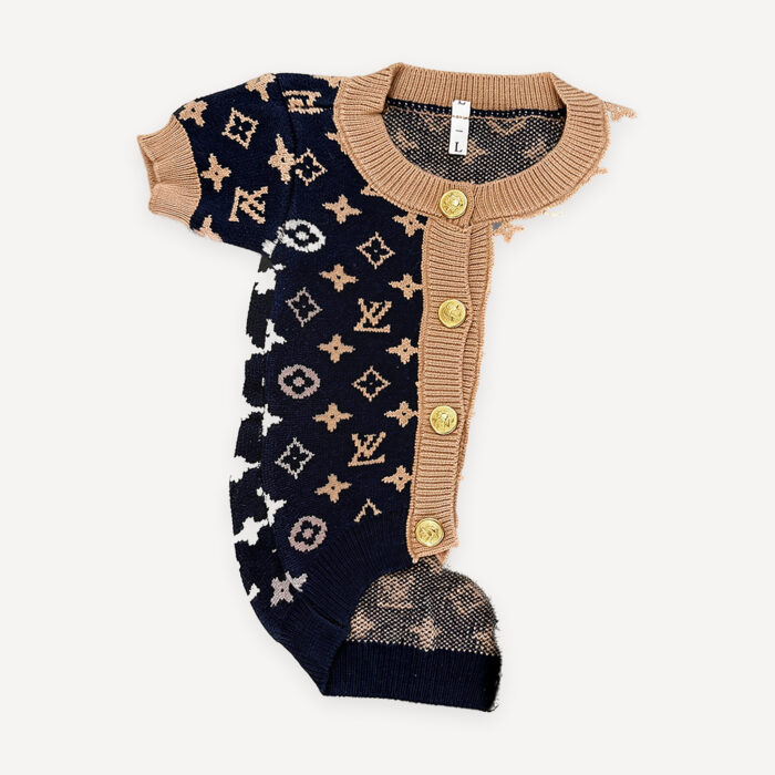 Monogram Knit dog sweater inspired by Louis Vuitton view 2