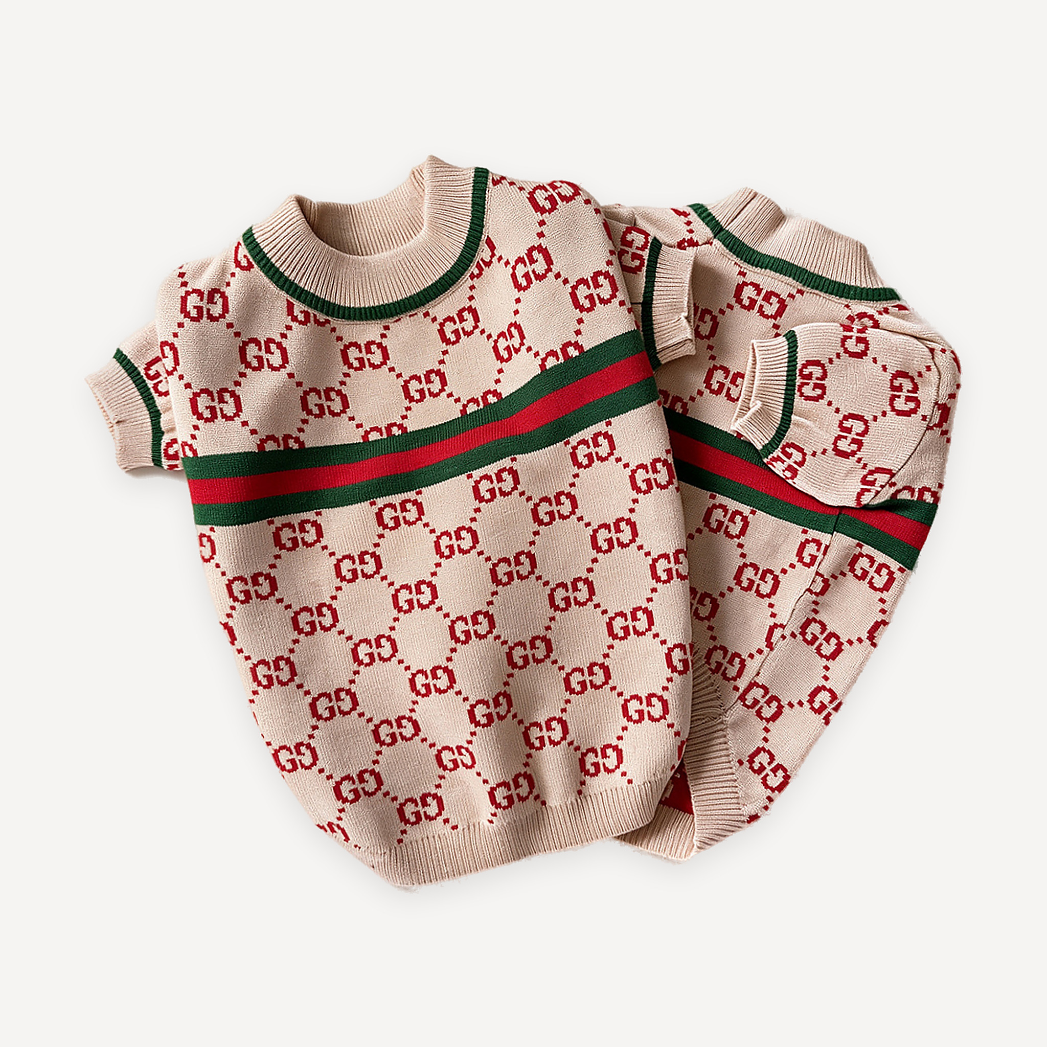 Red Monogram Knit dog sweater inspired by Gucci view 4