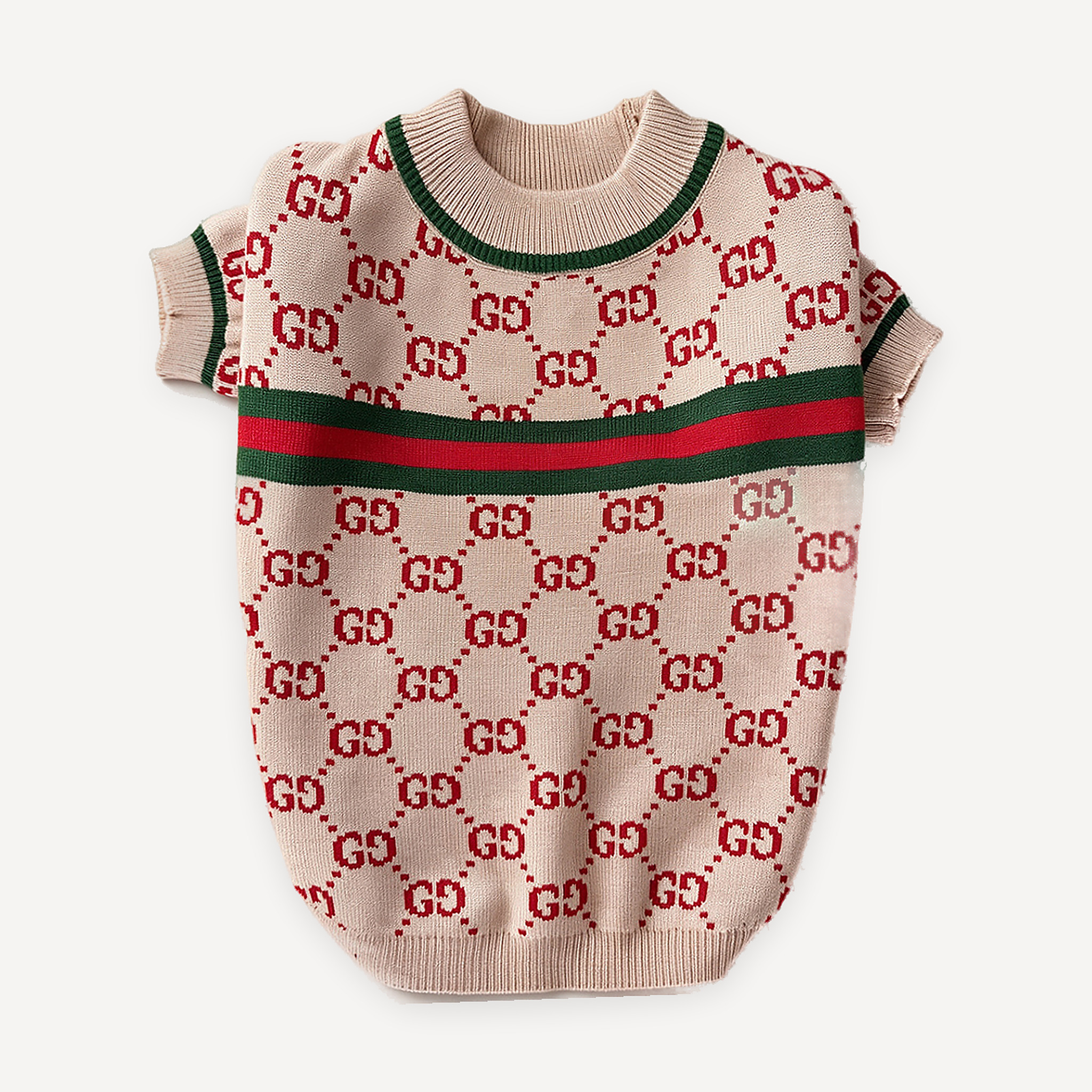 Red Monogram Knit dog sweater inspired by Gucci view 2