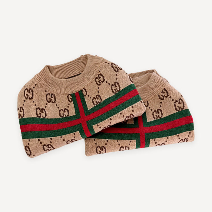 Web Cross Monogram Knit dog sweater inspired by Gucci view 2