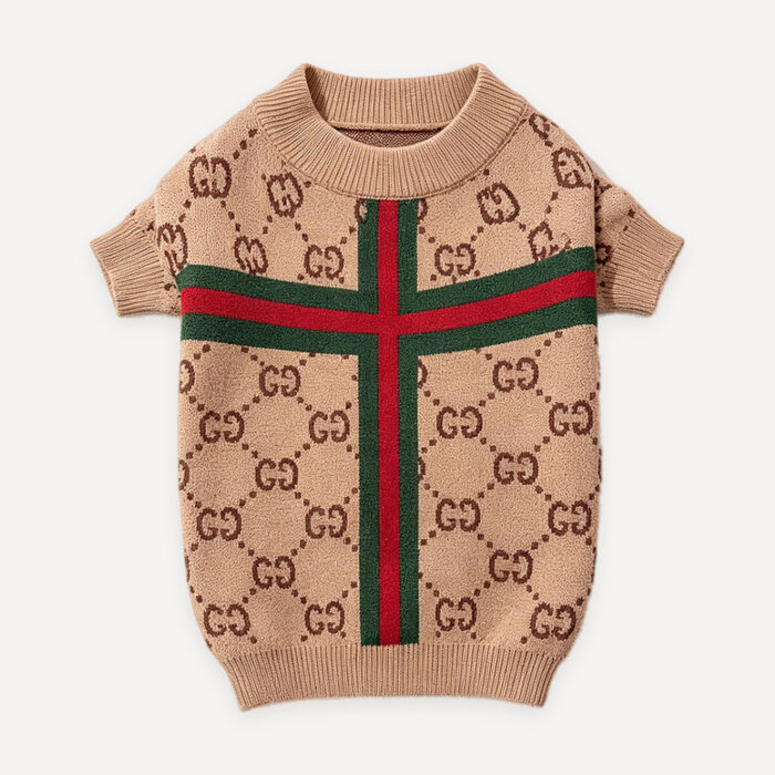 Web Cross Monogram Knit dog sweater inspired by Gucci