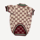 Burgundy Monogram Knit dog sweater inspired by Gucci